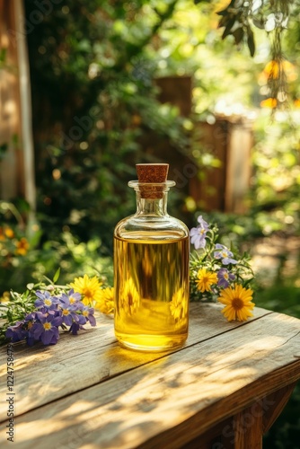 Black cumin essential oil in a small bottle. selective focus. Generative AI, photo