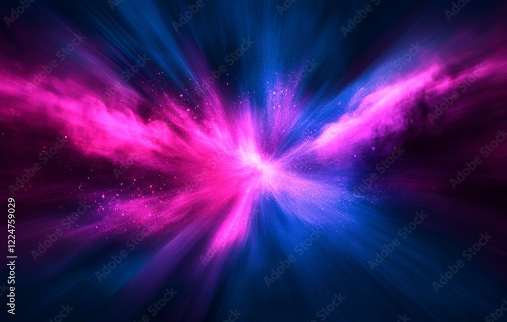 Color explosion of magenta and cyan on dark blue background Color explosion of magenta and cyan on dark blue background