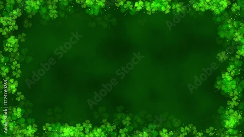 St. Patrick's Day Background Loop With Floating Shamrocks And Gold Particles