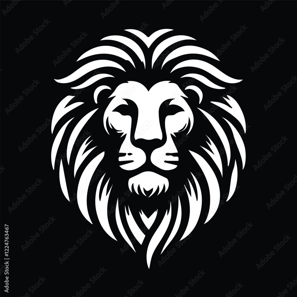 Obraz premium black and white Vector illustration of a lion head icon