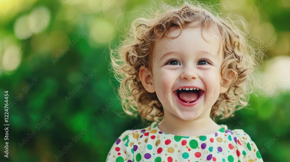 A Joyful Toddler Girl Laughs Outdoors on a Sunny Day A Joyful Toddler Girl Laughs Outdoors on a Sunny Day