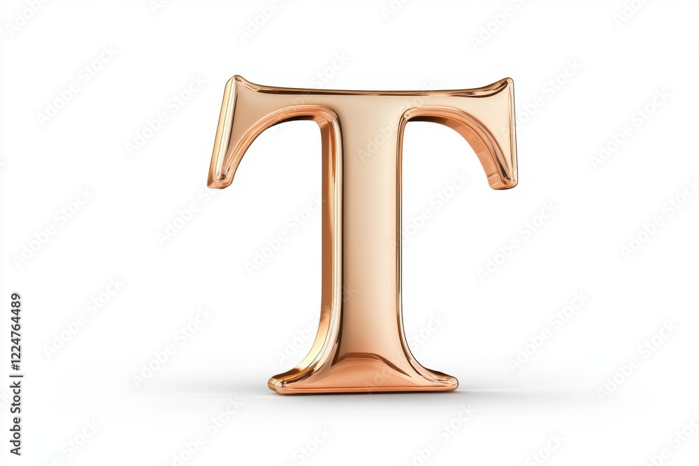 Shiny Metallic Letter T in Rose Gold with a Simple Background for Modern Design Shiny Metallic Letter T in Rose Gold with a Simple Background for Modern Design