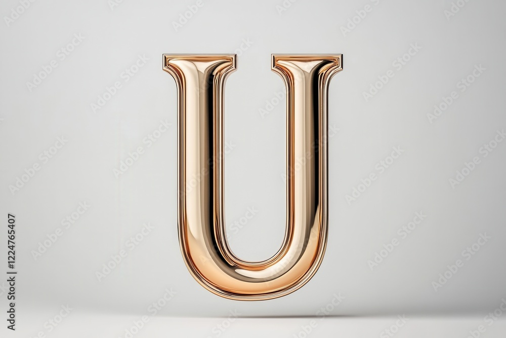 Elegant Golden Letter U on Minimalist Background for Creative Design Projects Elegant Golden Letter U on Minimalist Background for Creative Design Projects