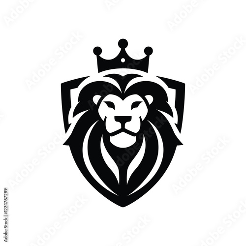 Royal king lion with a crown emblem logo design vector