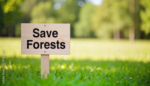 Wallpaper Mural Save forests sign in green grassy park, Social advertising theme  Torontodigital.ca