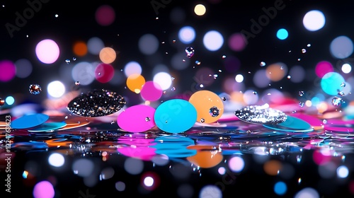 Vibrant Abstract Background with Colorful Lights and Glitter