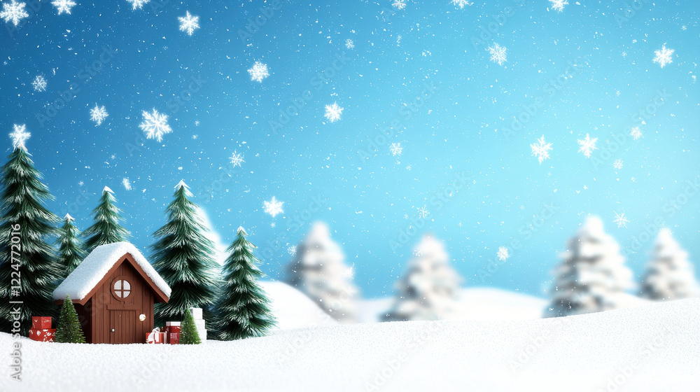cozy cabin surrounded by snow covered trees under starry winter sky cozy cabin surrounded by snow covered trees under starry winter sky