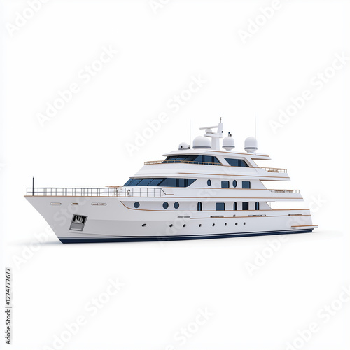 Wallpaper Mural A premium yacht, expansive deck, polished finishes, photorealistic style, isolated on white background Torontodigital.ca