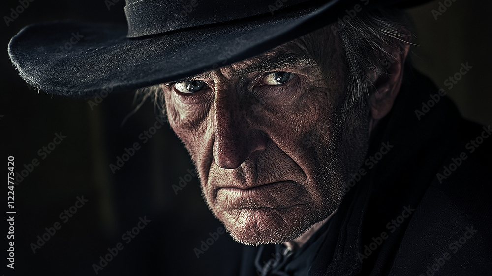 Close-up of an old gentleman in a black hat Close-up of an old gentleman in a black hat