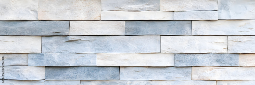 Obraz premium A textured stone wall with a blend of dusty silver grey, pale blue, and soft white hues. The surface has an organic feel with faint cracks and a matte finish. The muted tones and natural design