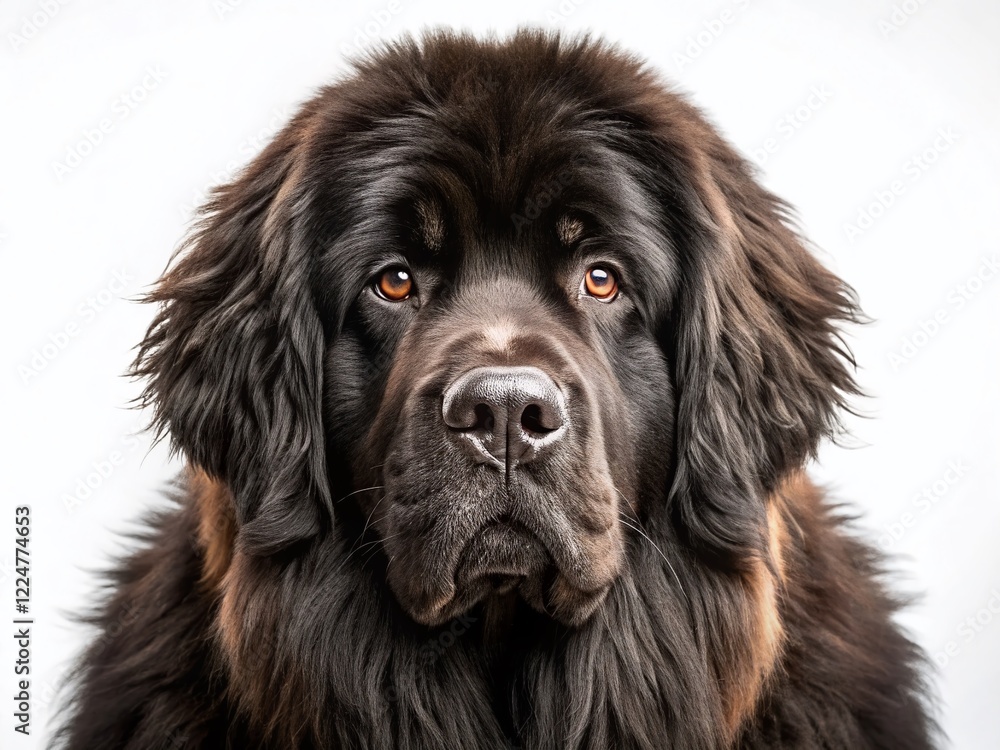 Majestic Newfoundland Dog Isolated on White Background - Studio Shot Majestic Newfoundland Dog Isolated on White Background - Studio Shot