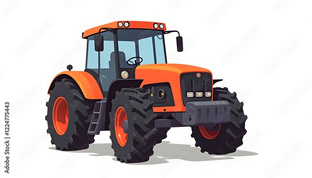 Modern Orange Farm Tractor Powerful Machine Modern Orange Farm Tractor Powerful Machine