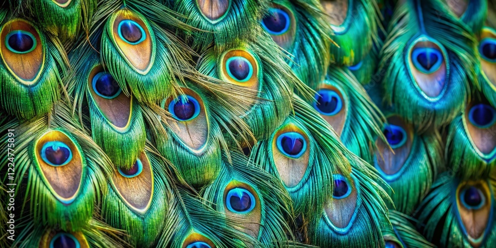 Obraz premium Majestic Peacock Feathers Adorning Wall - Artistic Candid Shot