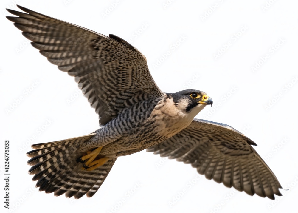 Majestic Peregrine Falcon in Flight, Isolated on White Background - Drone Photography Majestic Peregrine Falcon in Flight, Isolated on White Background - Drone Photography