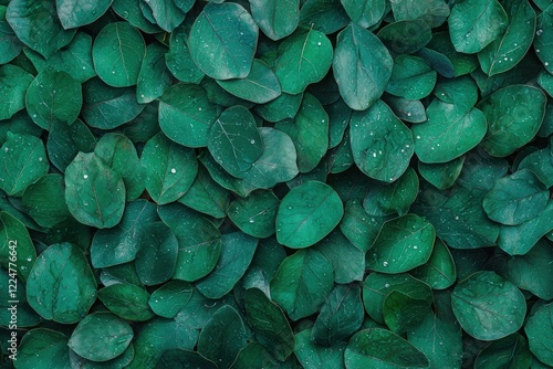 Close Up View of Lush Green Leaves with Sparkling Texture