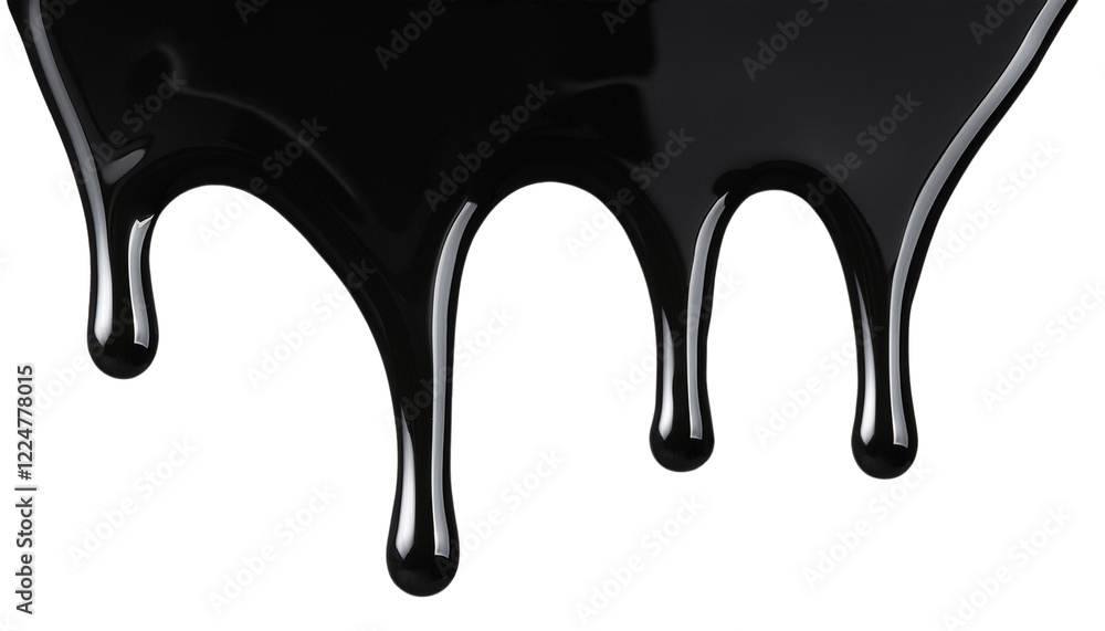 Image of glossy black liquid dripping, isolated on a transparent background. Image of glossy black liquid dripping, isolated on a transparent background.