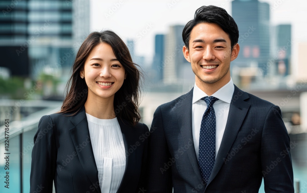 Confident Business Professionals in Urban Setting Confident Business Professionals in Urban Setting