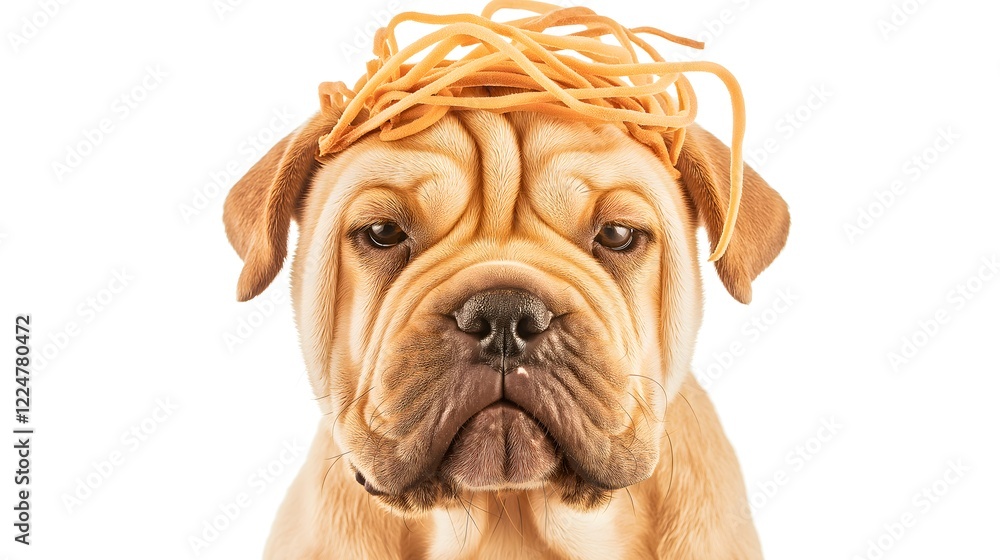 Close-up of Chinese Shar-Pei with Deep Wrinkles and Spaghetti on Head Isolated on White Background – Unique Shar-Pei Features, Photogenic Dog Portrait Close-up of Chinese Shar-Pei with Deep Wrinkles and Spaghetti on Head Isolated on White Background – Unique Shar-Pei Features, Photogenic Dog Portrait