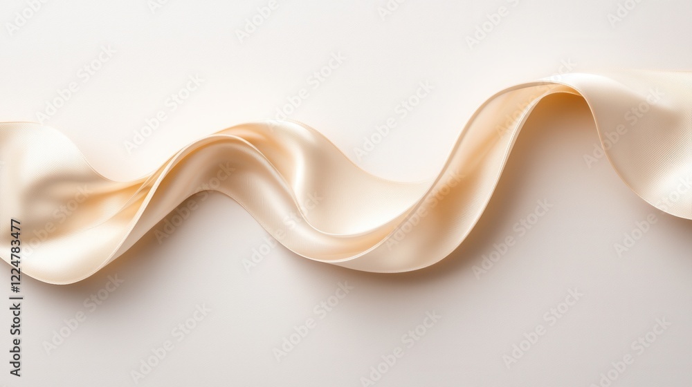 Obraz premium Elegant Beige Satin Ribbon Draped in Soft Waves