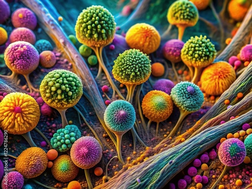 Microscopic View of Human Scalp Fungus - Detailed Macro Photography photo