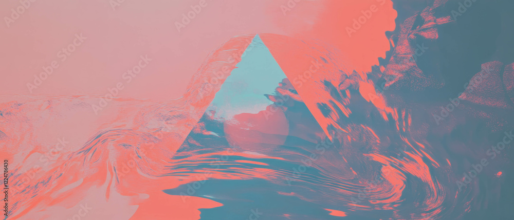 Obraz premium Dynamic abstract background featuring triangular music wave forms and central display