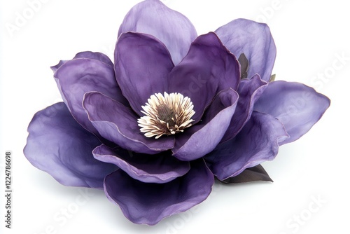 Purple magnolia flower, studio shot, white background, craft photo