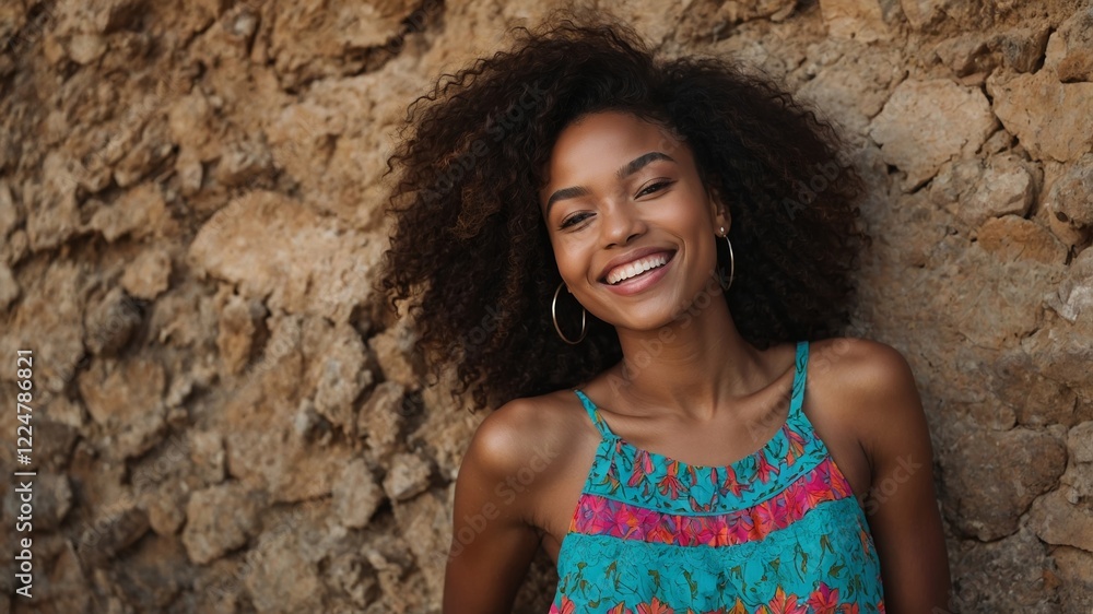 A smiling young adult black model with a bright and energetic expression, surrounded by a subtle natural background that complements their features. A smiling young adult black model with a bright and energetic expression, surrounded by a subtle natural background that complements their features.