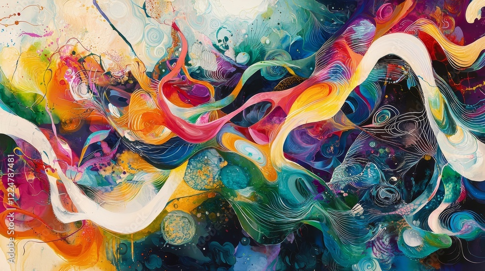 Obraz premium Exploring digital cyberspace fluid network pathways and technology-driven communication