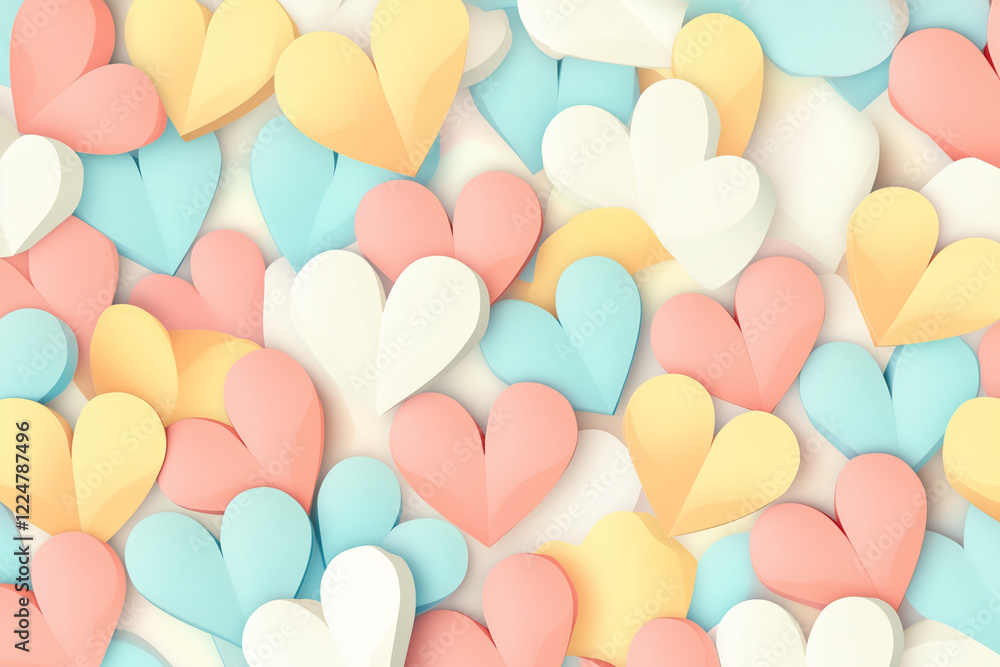 A pattern of overlapping hearts in pastel tones, postcard design. Valentine concept A pattern of overlapping hearts in pastel tones, postcard design. Valentine concept