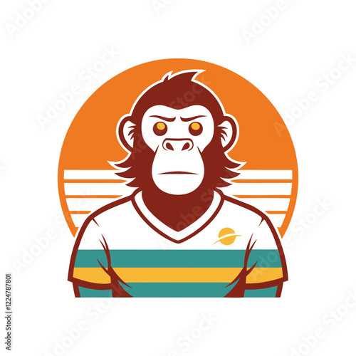 Orangutan logo on Retro Vintage Background Vector Illustration T-shirt design Art photo