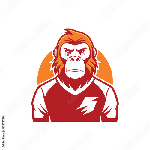 Orangutan logo on Retro Vintage Background Vector Illustration T-shirt design Art