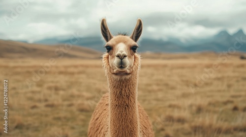 Gentle Llama in the Andes Mountains