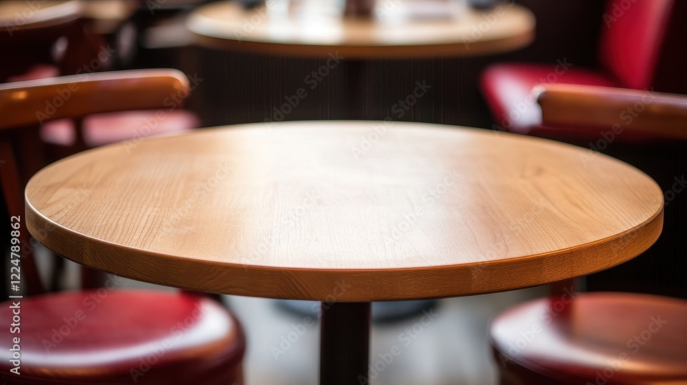 Obraz premium Empty Wooden Table in a Cafe Setting