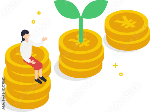 投資・資産運用が成功しているお金のイメージイラスト