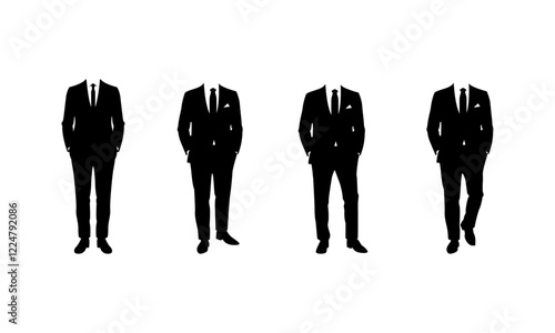 Men dress silhouette set in black and white