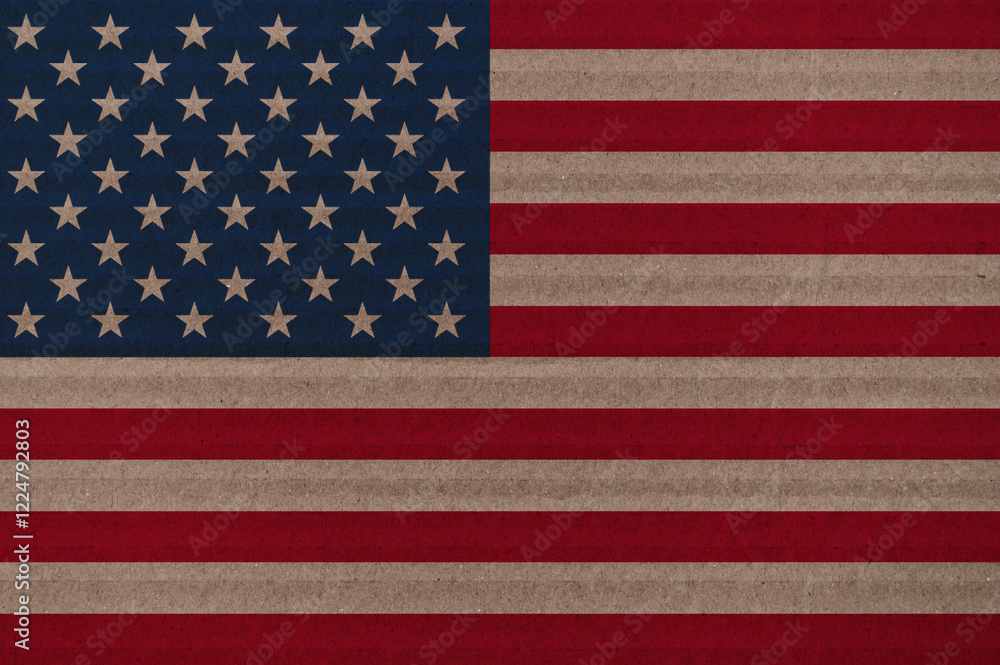 Naklejka premium US Flag on Paper. American flag painted on crumpled craft paper.