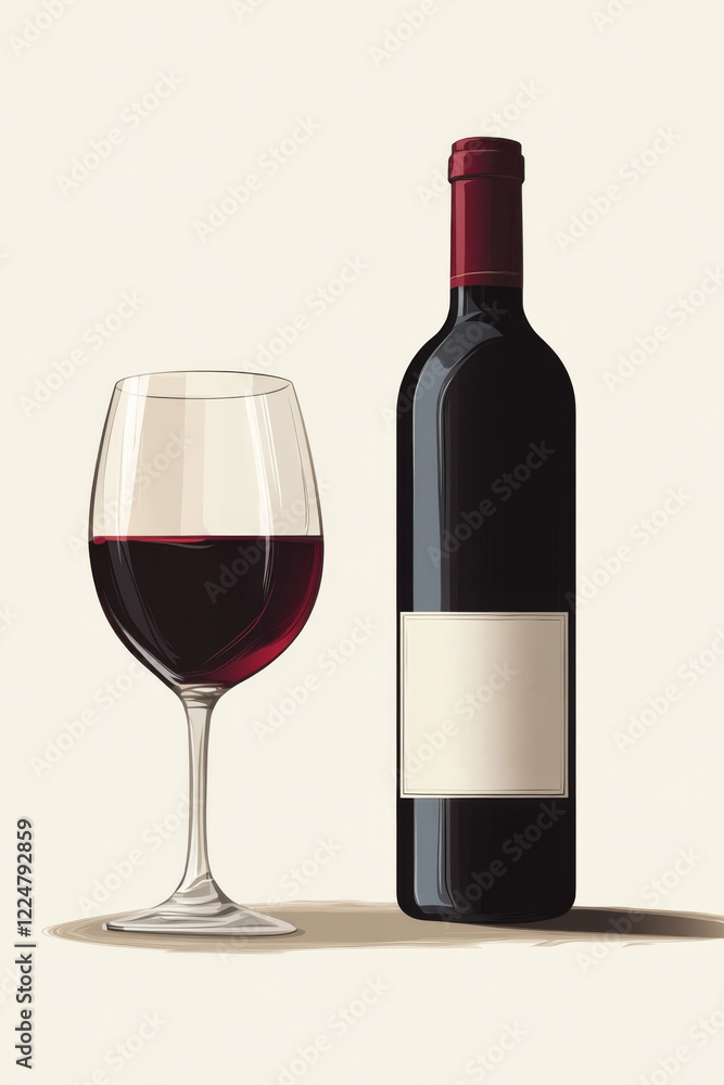 Elegant Wine Bottle and Glass Design Elegant Wine Bottle and Glass Design