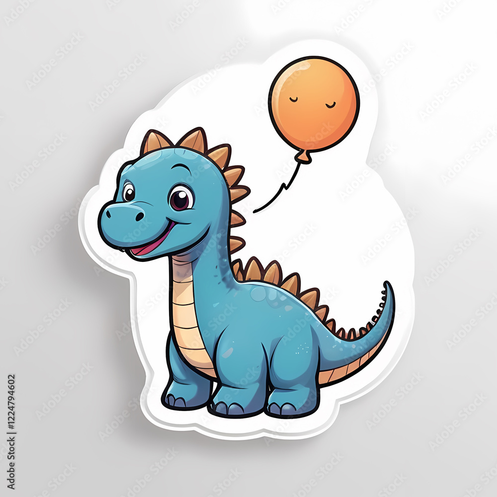 Naklejka premium Happy Brown Dinosaur Illustration