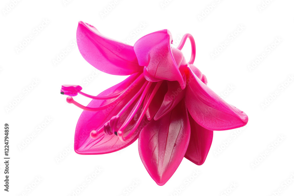 Naklejka premium A vibrant pink flower with delicate petals and intricate details, beautifully displayed against a pure white background isolated on transparent background