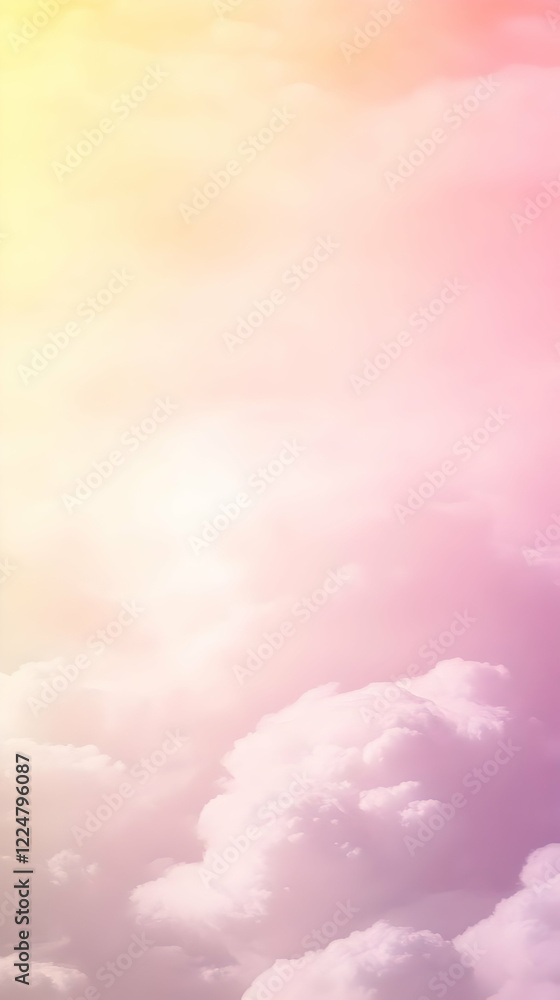 Soft Pink and Yellow Cloudscape Creates a Dreamy Atmosphere Soft Pink and Yellow Cloudscape Creates a Dreamy Atmosphere