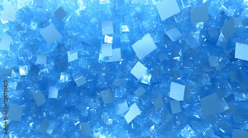 Abstract 3D Blue Ice Cubes ...