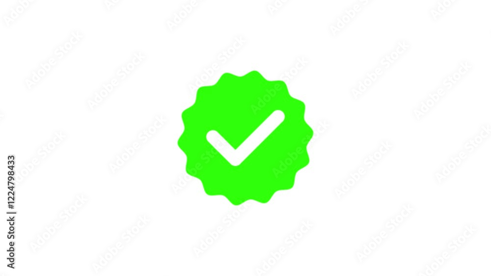 White and Green check mark, sign of approved and success animation Isolated on White Background White and Green check mark, sign of approved and success animation Isolated on White Background