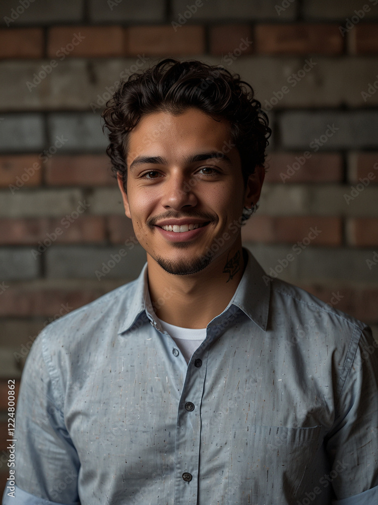 Obraz premium Young professional's confident smile indoor studio photography