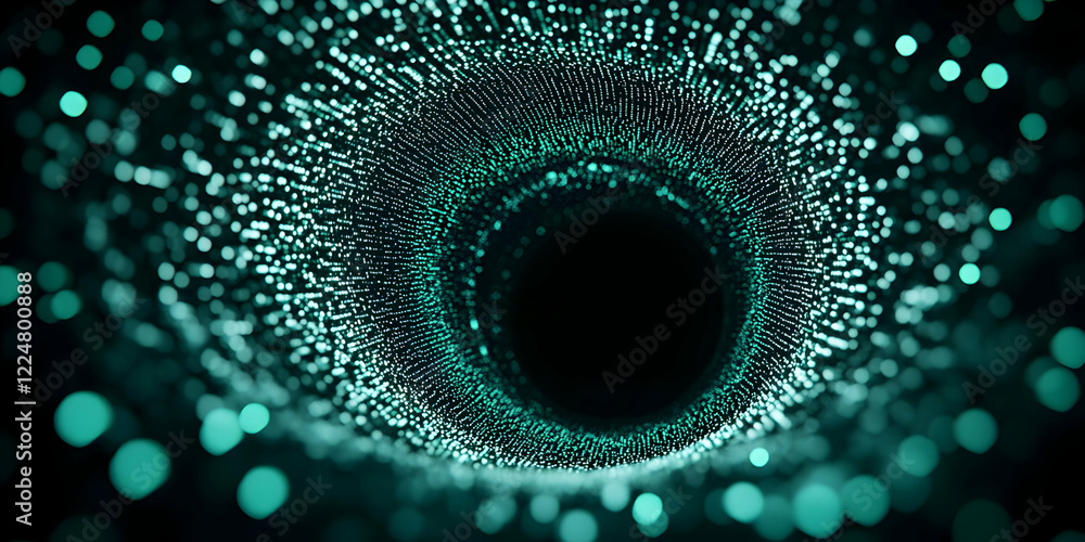 Abstract 3D Tunnel Forms with Glowing Particles Swirling Dynamically in the Dark Background. Abstract 3D Tunnel Forms with Glowing Particles Swirling Dynamically in the Dark Background.