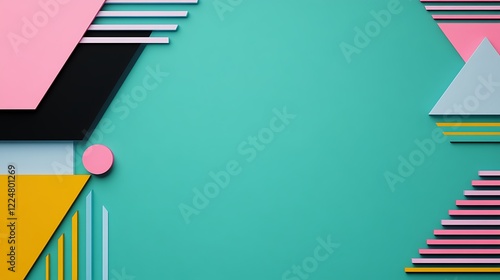 Abstract geometric design with colorful shapes and patterns on a vibrant background for creative projects