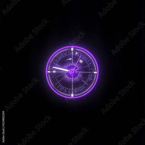 Futuristic Clock Glows Purp...