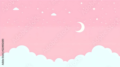 Whimsical Pink Sky Illustra...