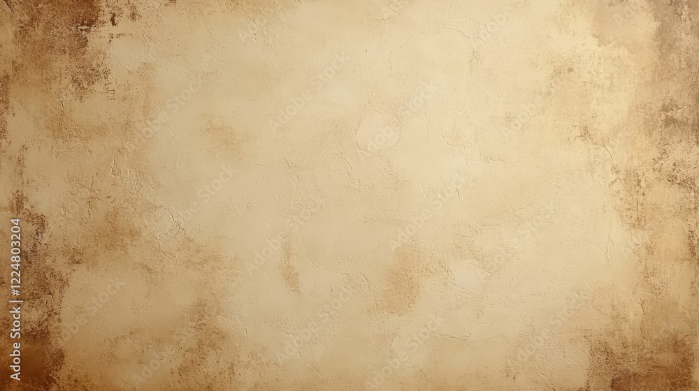 Fototapeta premium Vintage texture background resembling cardboard tones, featuring cream paper with old grunge retro rustic aesthetics for wall interiors. The surface appears like brown concrete mock parchment