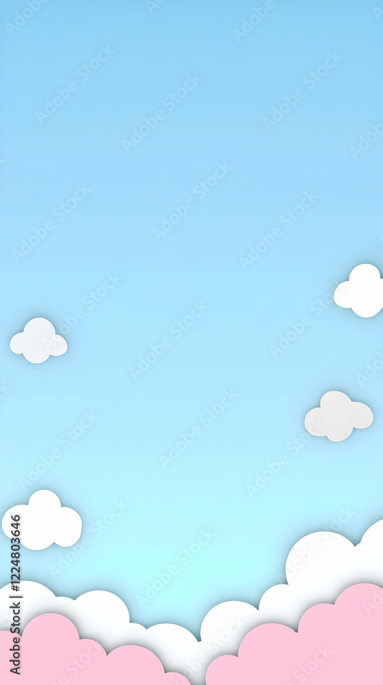 3D Cartoon Clouds Float Gently in a Serene Pastel Blue Sky Background Illustration 3D Cartoon Clouds Float Gently in a Serene Pastel Blue Sky Background Illustration