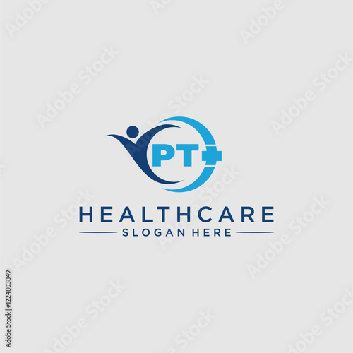 PT initial monogram logo for health care design